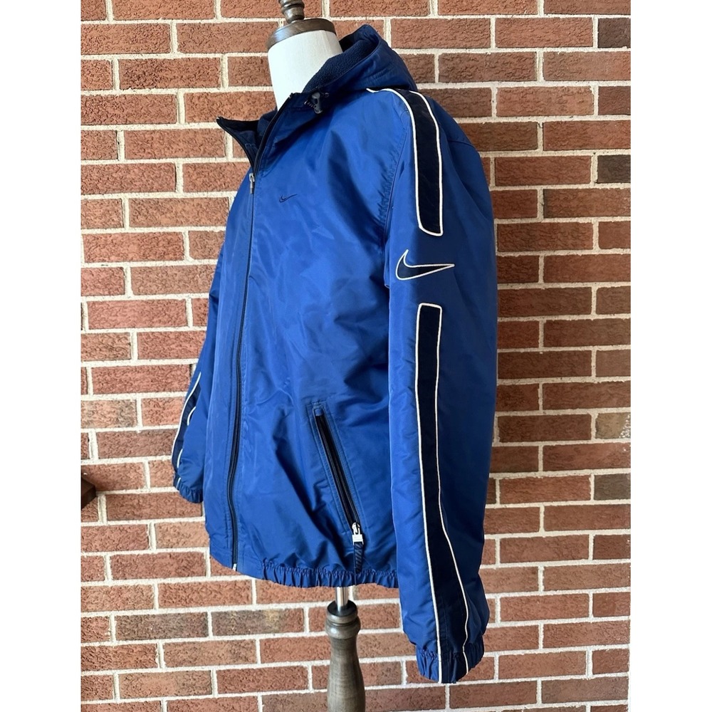 Vintage Nike Hooded Windbreaker Jacket Blue Fleece Lined Mens Medium RN56323